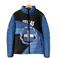 Personalised Greece Hellas Padded Jacket Coat Of Arms - Wonder Print Shop