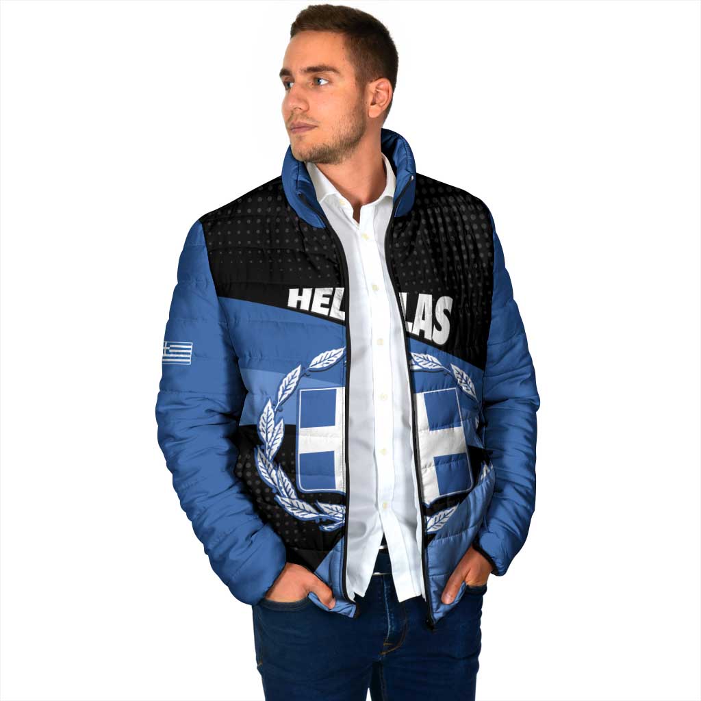 Personalised Greece Hellas Padded Jacket Coat Of Arms - Wonder Print Shop
