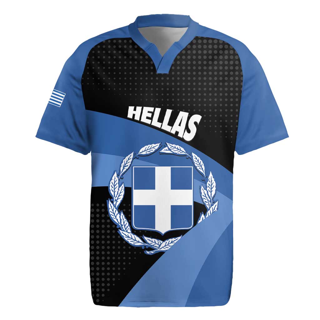 Personalised Greece Hellas Rugby Jersey Coat Of Arms - Wonder Print Shop