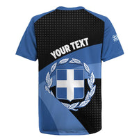 Personalised Greece Hellas Rugby Jersey Coat Of Arms - Wonder Print Shop