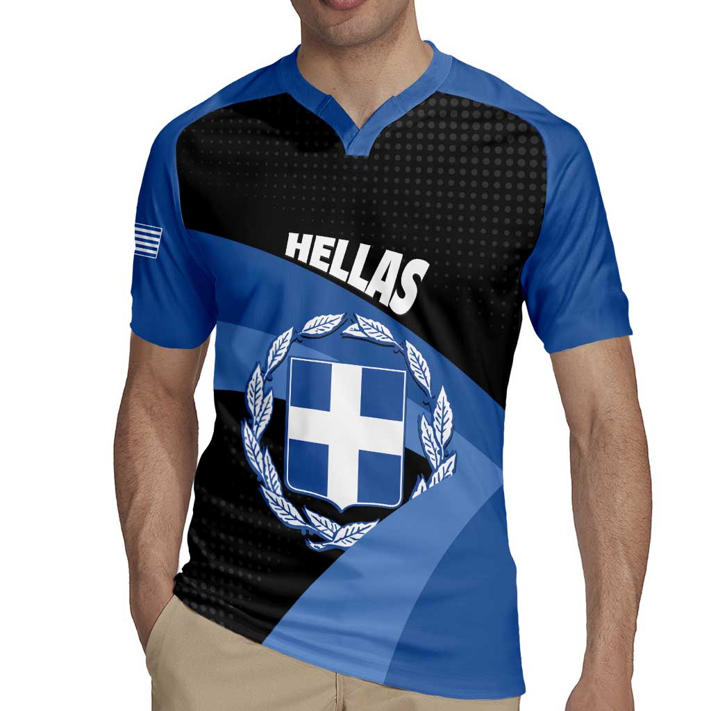 Personalised Greece Hellas Rugby Jersey Coat Of Arms - Wonder Print Shop