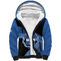 Personalised Greece Hellas Sherpa Hoodie Coat Of Arms - Wonder Print Shop