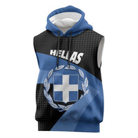 Personalised Greece Hellas Sleeveless Hoodie Coat Of Arms - Wonder Print Shop