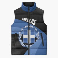 Personalised Greece Hellas Sleeveless Puffer Jacket Coat Of Arms - Wonder Print Shop