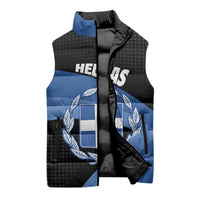 Personalised Greece Hellas Sleeveless Puffer Jacket Coat Of Arms - Wonder Print Shop