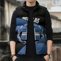 Personalised Greece Hellas Sleeveless Puffer Jacket Coat Of Arms - Wonder Print Shop