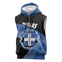Personalised Greece Hellas Sleeveless Zip Hoodie Coat Of Arms - Wonder Print Shop