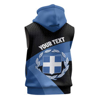 Personalised Greece Hellas Sleeveless Zip Hoodie Coat Of Arms - Wonder Print Shop