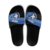 Personalised Greece Hellas Slide Sandals Coat Of Arms - Wonder Print Shop