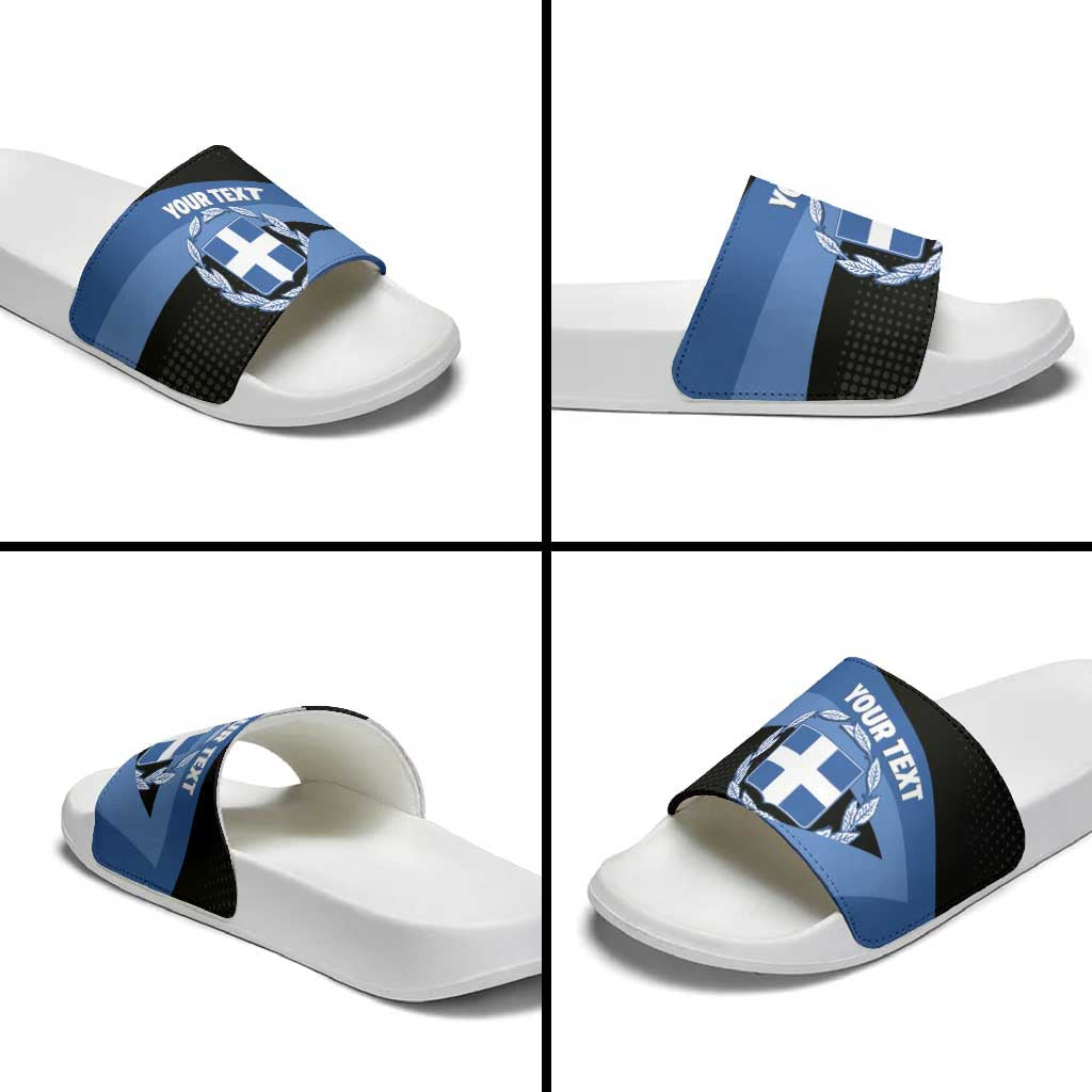 Personalised Greece Hellas Slide Sandals Coat Of Arms - Wonder Print Shop