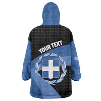 Personalised Greece Hellas Wearable Blanket Hoodie Coat Of Arms - Wonder Print Shop