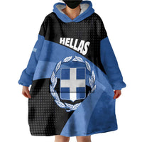Personalised Greece Hellas Wearable Blanket Hoodie Coat Of Arms - Wonder Print Shop