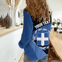 Personalised Greece Hellas Women Casual Shirt Coat Of Arms - Wonder Print Shop