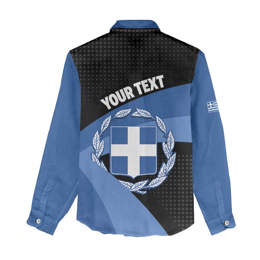 Personalised Greece Hellas Women Casual Shirt Coat Of Arms - Wonder Print Shop