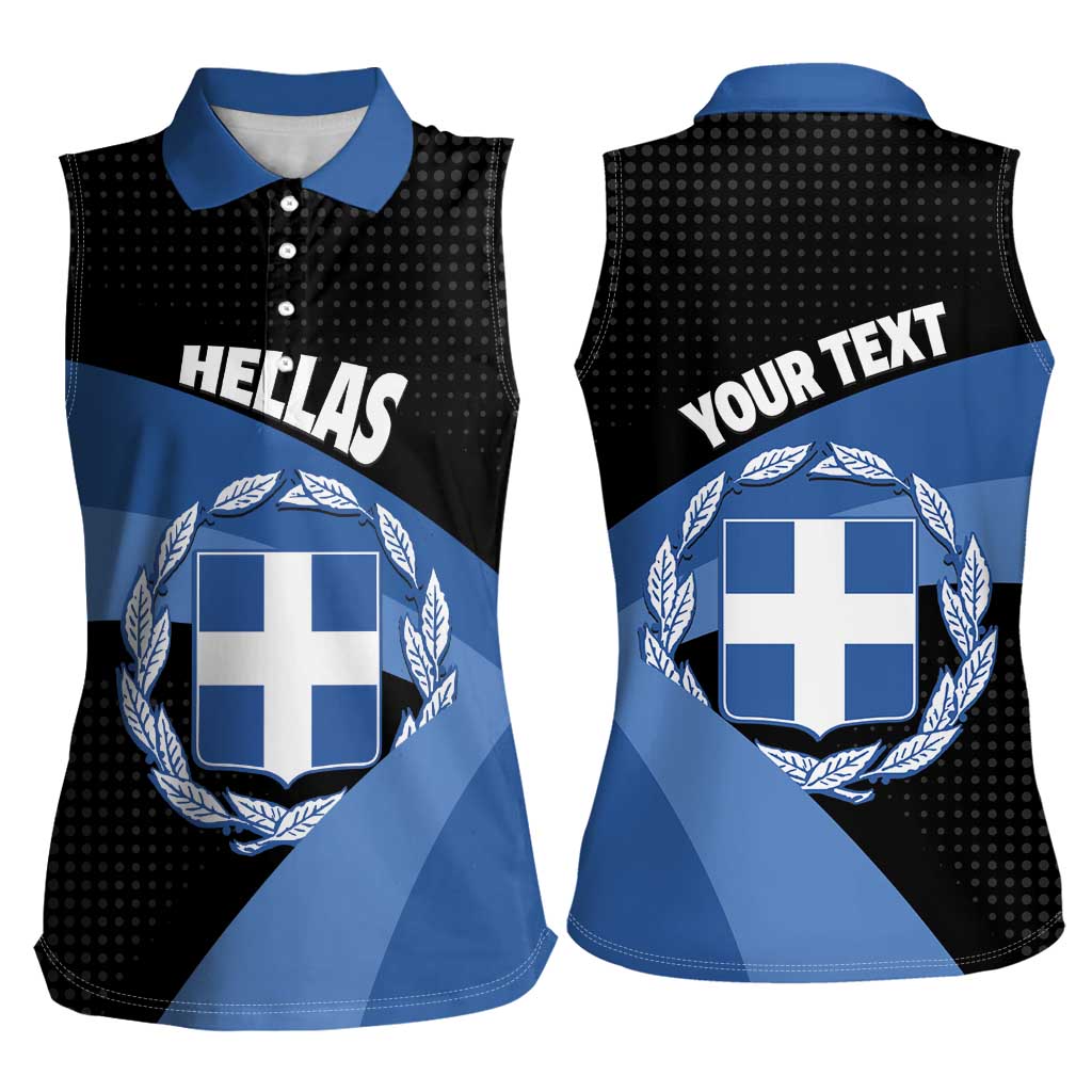 Personalised Greece Hellas Women Sleeveless Polo Shirt Coat Of Arms - Wonder Print Shop