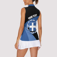 Personalised Greece Hellas Women Sleeveless Polo Shirt Coat Of Arms - Wonder Print Shop