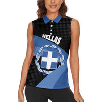 Personalised Greece Hellas Women Sleeveless Polo Shirt Coat Of Arms - Wonder Print Shop