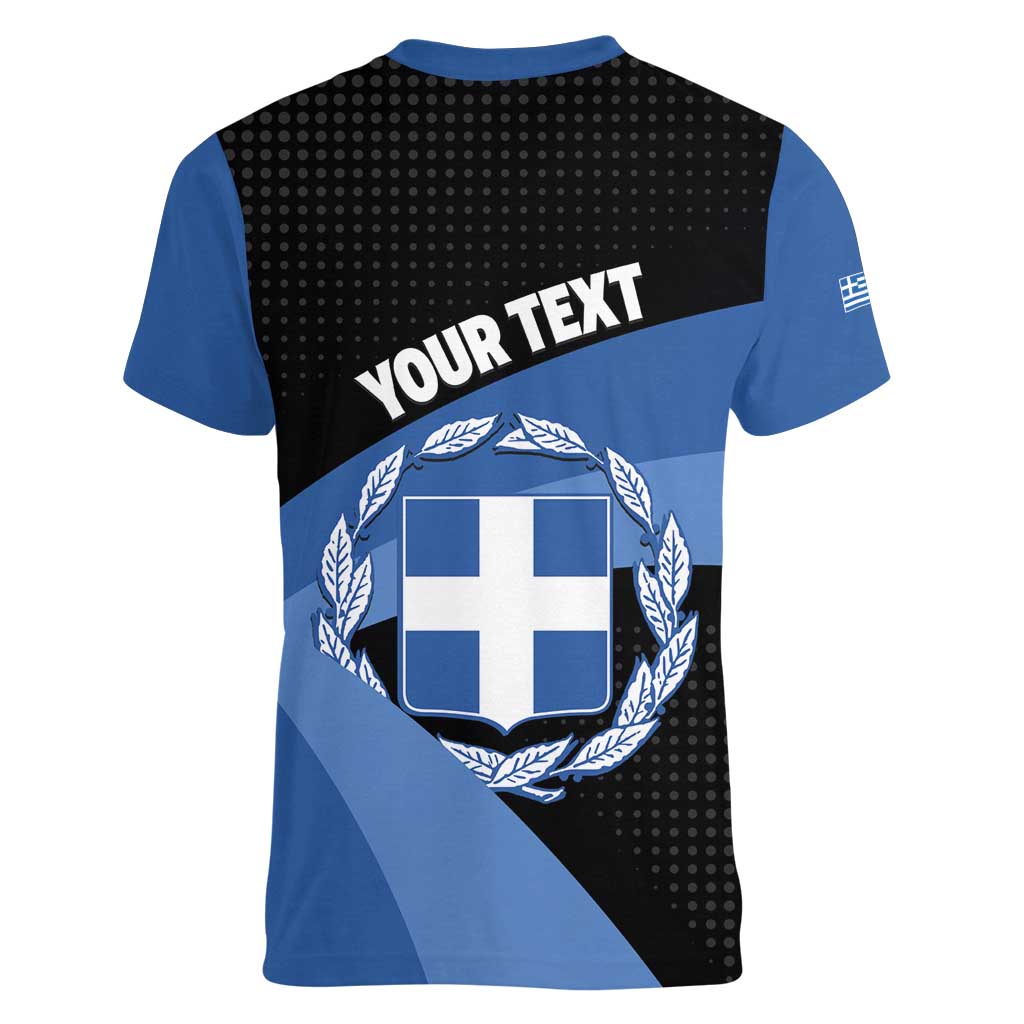 Personalised Greece Hellas Women V-Neck T-Shirt Coat Of Arms - Wonder Print Shop