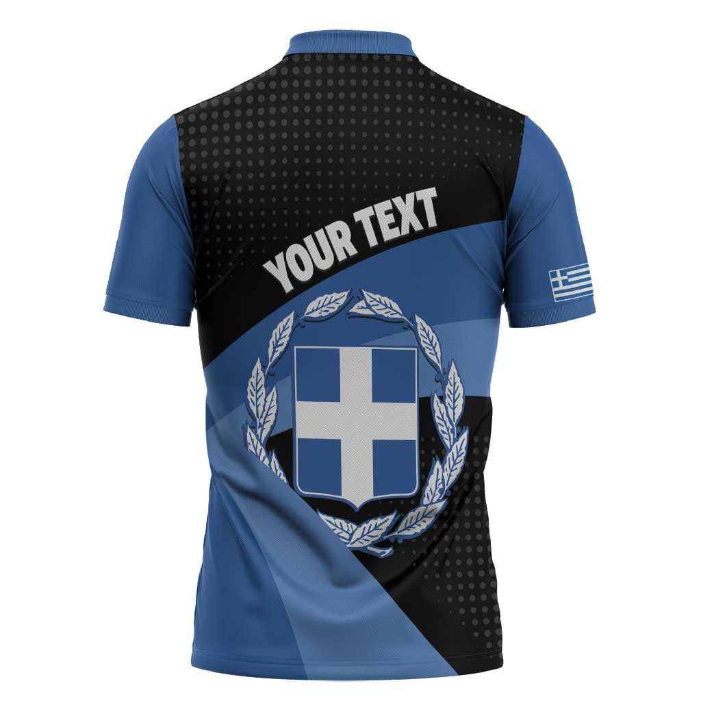 Personalised Greece Hellas Zipper Polo Shirt Coat Of Arms - Wonder Print Shop