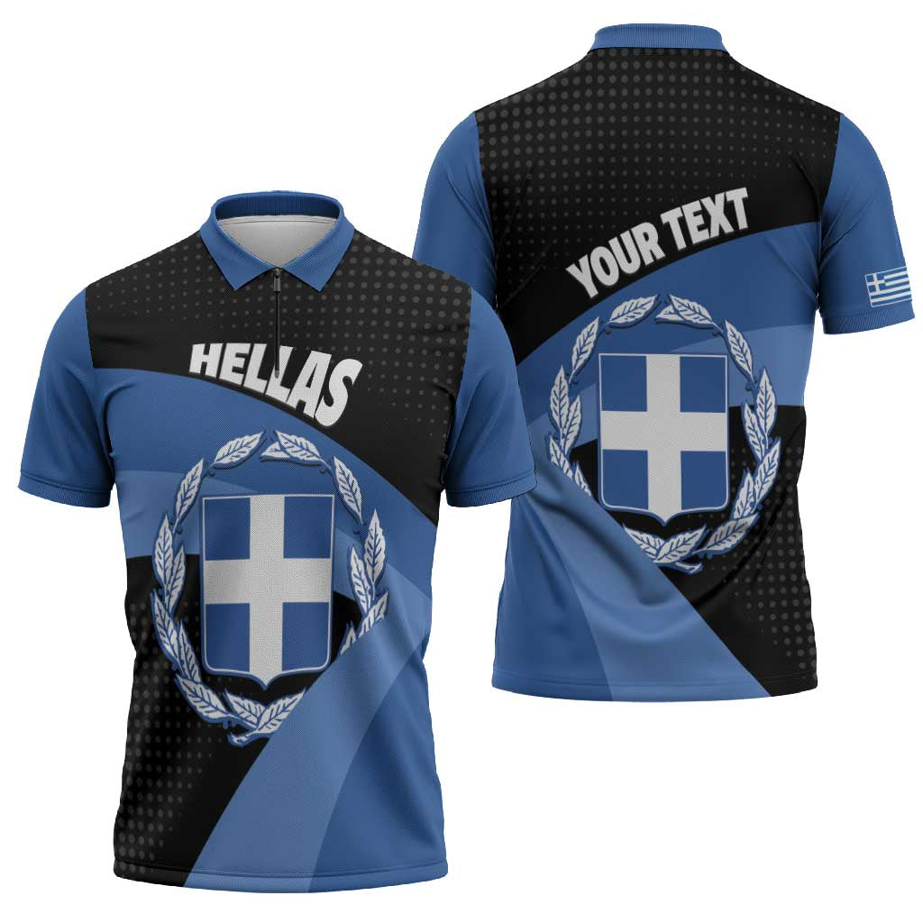 Personalised Greece Hellas Zipper Polo Shirt Coat Of Arms - Wonder Print Shop