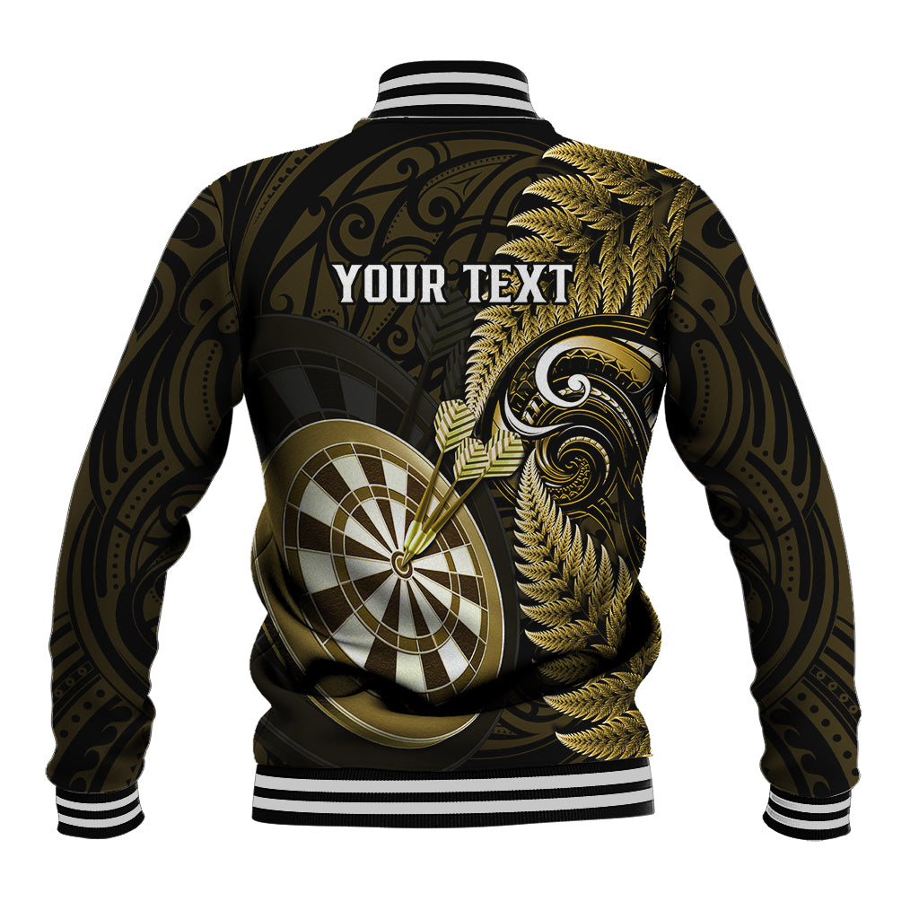 Personalised New Zealand Darts Baseball Jacket Happiness Is A Tight Threesome Maori Gold - Wonder Print Shop
