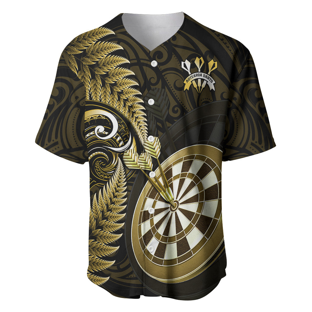 Personalised New Zealand Darts Baseball Jersey Happiness Is A Tight Threesome Maori Gold - Wonder Print Shop