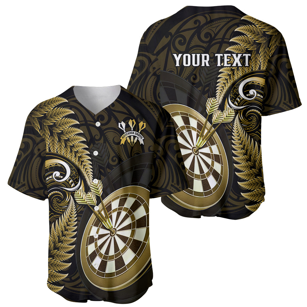 Personalised New Zealand Darts Baseball Jersey Happiness Is A Tight Threesome Maori Gold - Wonder Print Shop