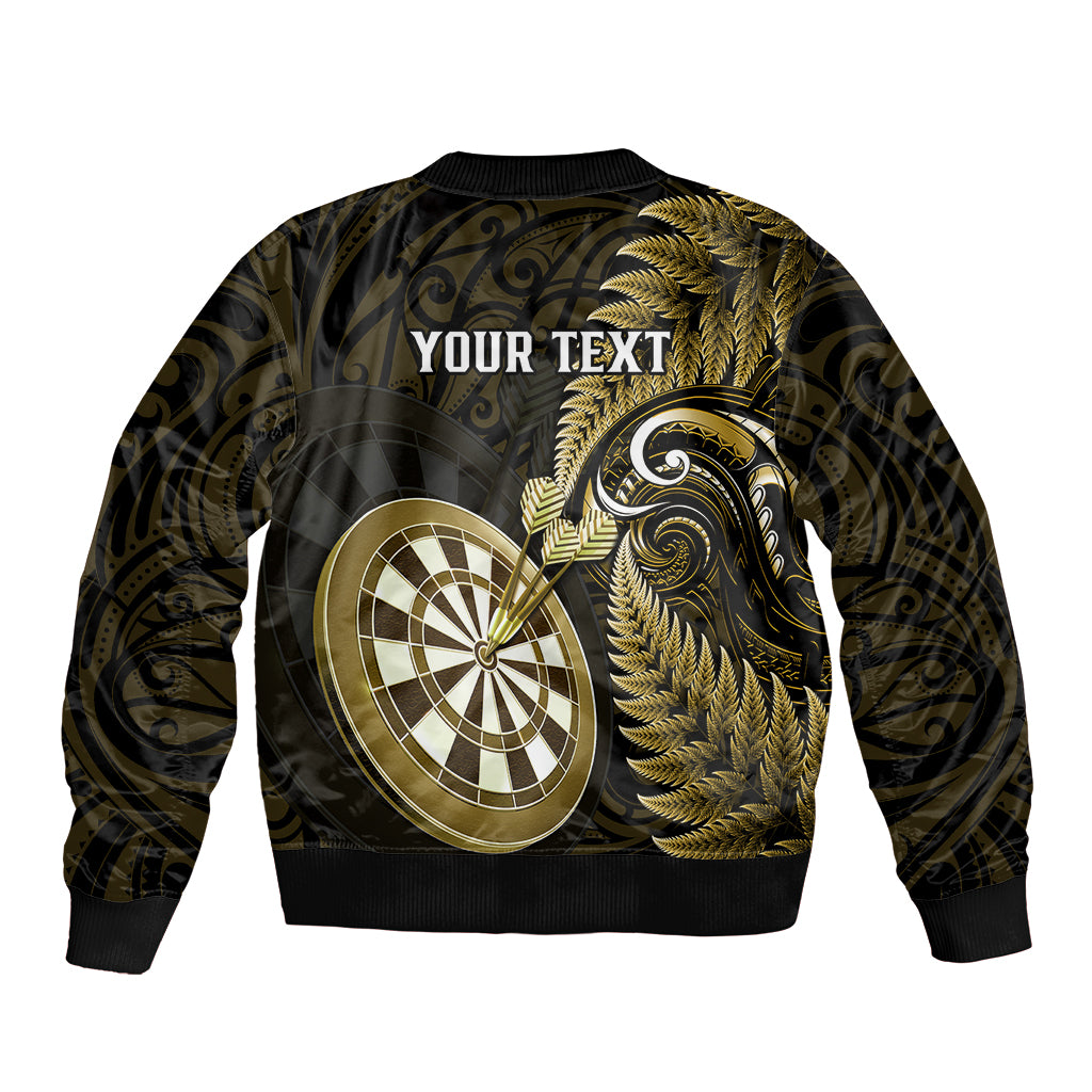 Personalised New Zealand Darts Bomber Jacket Happiness Is A Tight Threesome Maori Gold - Wonder Print Shop