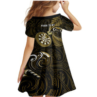 Personalised New Zealand Darts Family Matching Mermaid Dress and Hawaiian Shirt Happiness Is A Tight Threesome Maori Gold - Wonder Print Shop