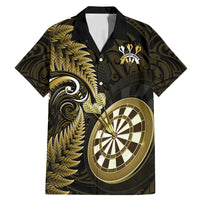Personalised New Zealand Darts Family Matching Mermaid Dress and Hawaiian Shirt Happiness Is A Tight Threesome Maori Gold - Wonder Print Shop