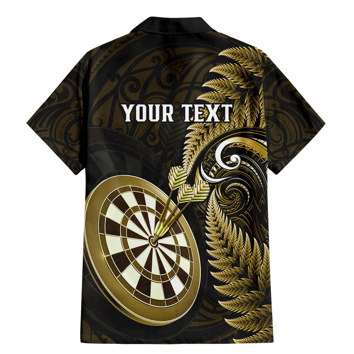Personalised New Zealand Darts Family Matching Mermaid Dress and Hawaiian Shirt Happiness Is A Tight Threesome Maori Gold - Wonder Print Shop