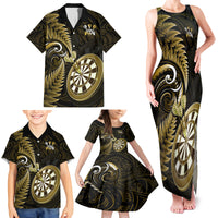 Personalised New Zealand Darts Family Matching Tank Maxi Dress and Hawaiian Shirt Happiness Is A Tight Threesome Maori Gold - Wonder Print Shop