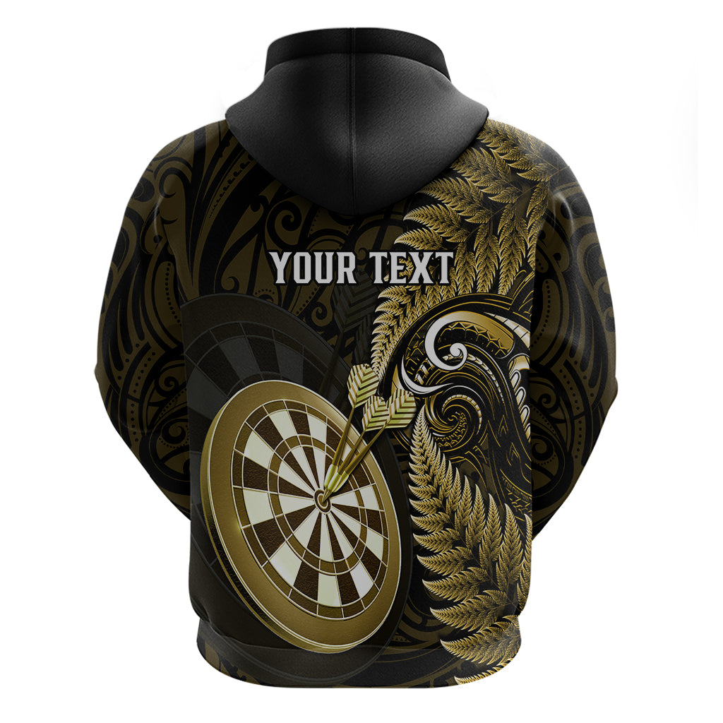 Personalised New Zealand Darts Hoodie Happiness Is A Tight Threesome Maori Gold - Wonder Print Shop