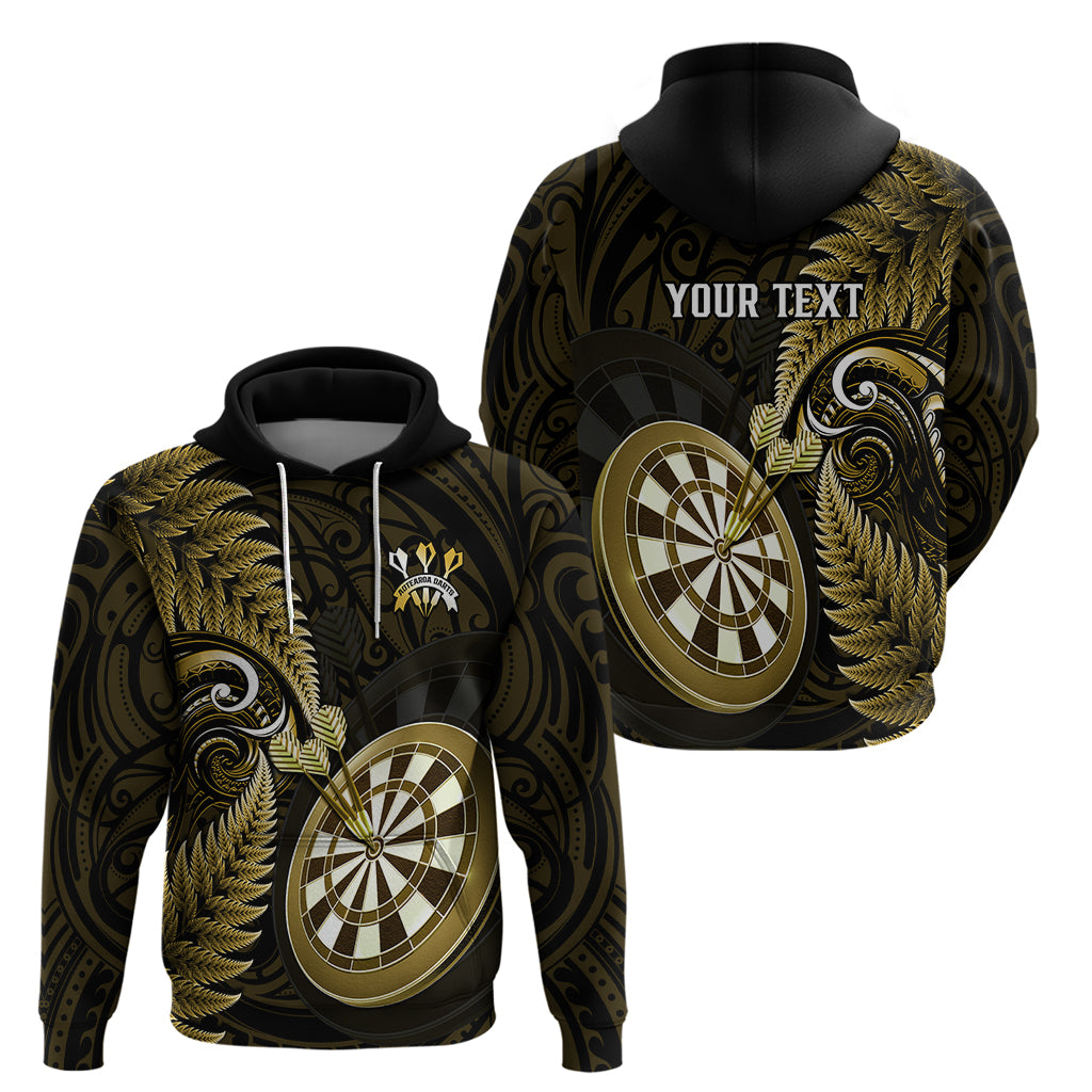 Personalised New Zealand Darts Hoodie Happiness Is A Tight Threesome Maori Gold - Wonder Print Shop