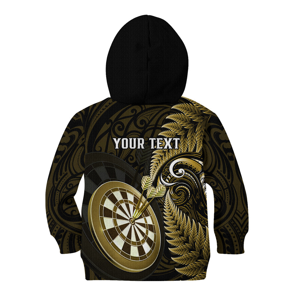 Personalised New Zealand Darts Kid Hoodie Happiness Is A Tight Threesome Maori Gold - Wonder Print Shop