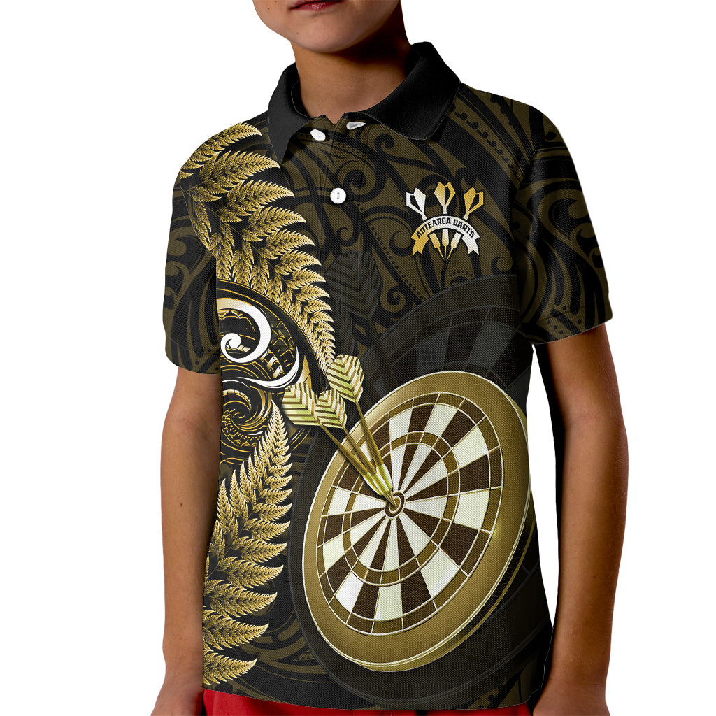 Personalised New Zealand Darts Kid Polo Shirt Happiness Is A Tight Threesome Maori Gold - Wonder Print Shop