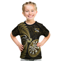 Personalised New Zealand Darts Kid T Shirt Happiness Is A Tight Threesome Maori Gold - Wonder Print Shop