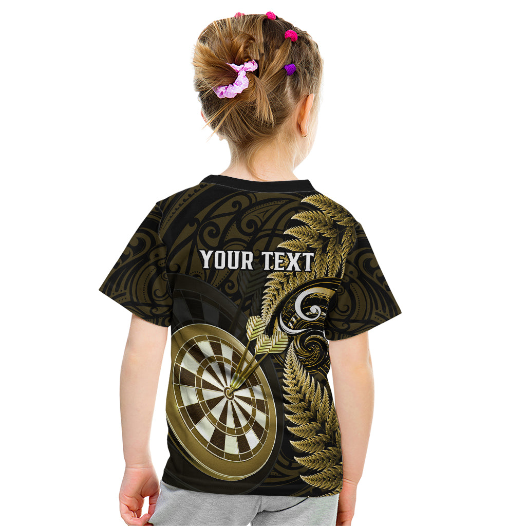Personalised New Zealand Darts Kid T Shirt Happiness Is A Tight Threesome Maori Gold - Wonder Print Shop