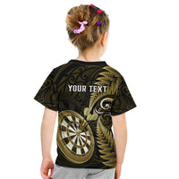 Personalised New Zealand Darts Kid T Shirt Happiness Is A Tight Threesome Maori Gold - Wonder Print Shop