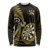 Personalised New Zealand Darts Long Sleeve Shirt Happiness Is A Tight Threesome Maori Gold - Wonder Print Shop
