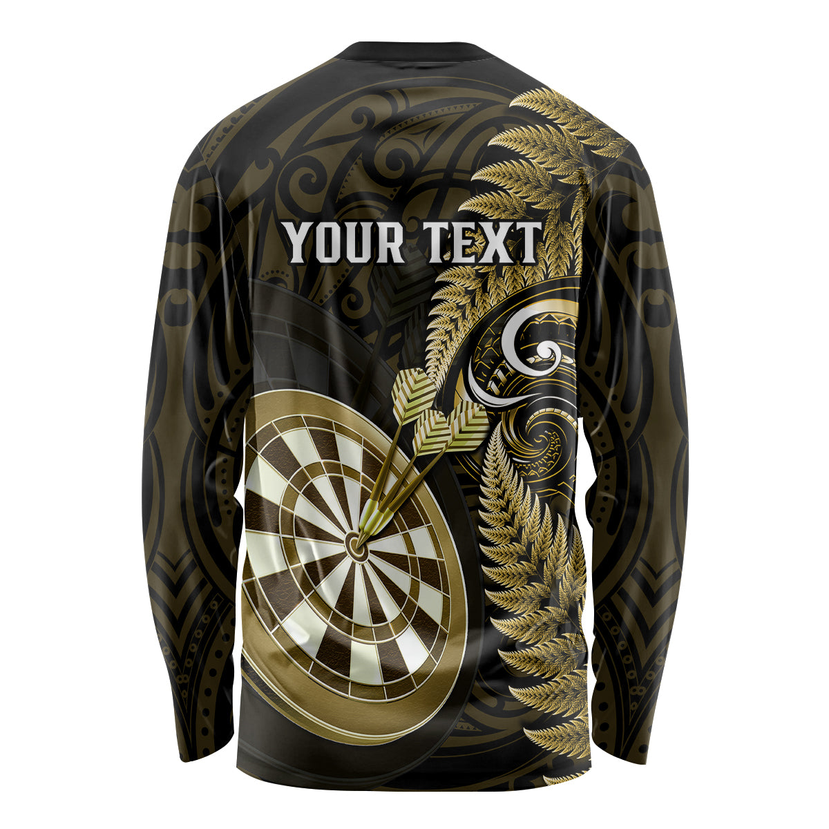 Personalised New Zealand Darts Long Sleeve Shirt Happiness Is A Tight Threesome Maori Gold - Wonder Print Shop