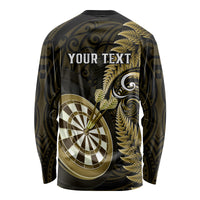 Personalised New Zealand Darts Long Sleeve Shirt Happiness Is A Tight Threesome Maori Gold - Wonder Print Shop
