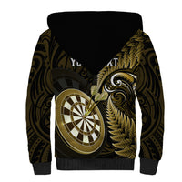 Personalised New Zealand Darts Sherpa Hoodie Happiness Is A Tight Threesome Maori Gold - Wonder Print Shop