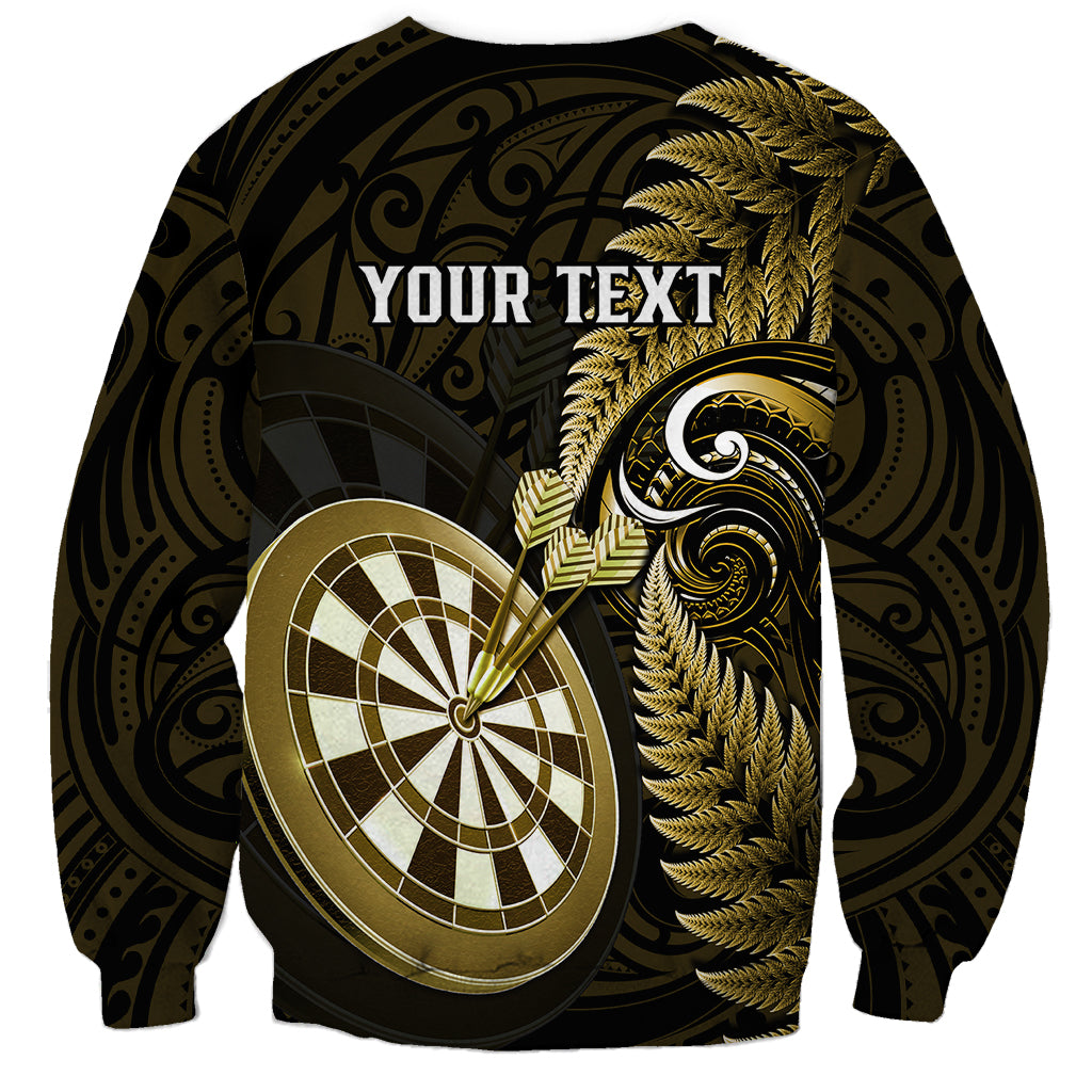 Personalised New Zealand Darts Sweatshirt Happiness Is A Tight Threesome Maori Gold - Wonder Print Shop