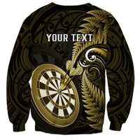 Personalised New Zealand Darts Sweatshirt Happiness Is A Tight Threesome Maori Gold - Wonder Print Shop