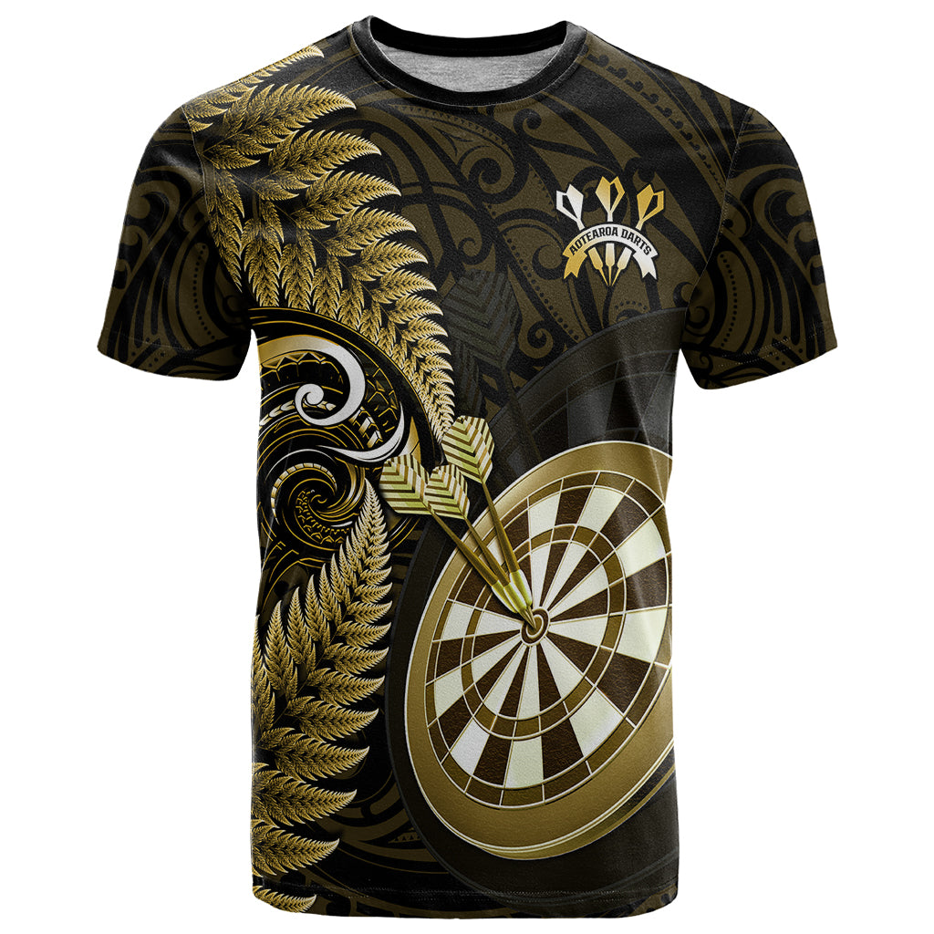 Personalised New Zealand Darts T Shirt Happiness Is A Tight Threesome Maori Gold - Wonder Print Shop