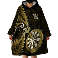 Personalised New Zealand Darts Wearable Blanket Hoodie Happiness Is A Tight Threesome Maori Gold - Wonder Print Shop
