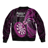 New Zealand Darts Bomber Jacket Happiness Is A Tight Threesome Maori Pink - Wonder Print Shop