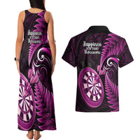 New Zealand Darts Couples Matching Tank Maxi Dress and Hawaiian Shirt Happiness Is A Tight Threesome Maori Pink - Wonder Print Shop