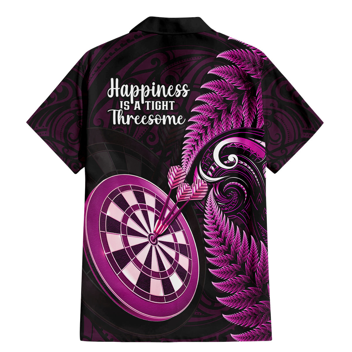 New Zealand Darts Family Matching Mermaid Dress and Hawaiian Shirt Happiness Is A Tight Threesome Maori Pink - Wonder Print Shop